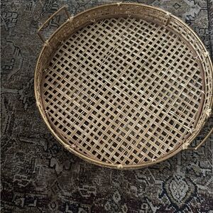 Studio McGee Woven Rattan Tray - Natural Brown